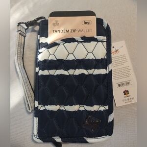 NWT LUG Tandem Zip Wallet Navy Stripe